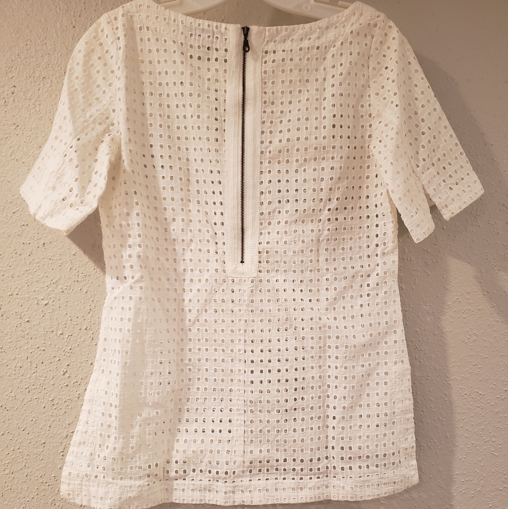 Veronika Maine white cotton eyelet top size 8 - Picture 2 of 5